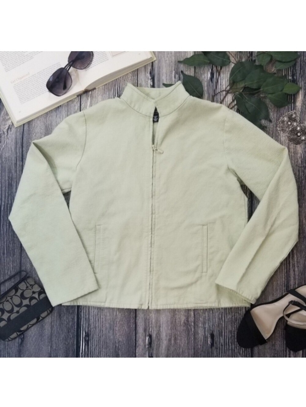 Eileen Fisher Light Green Zip Up Jacket